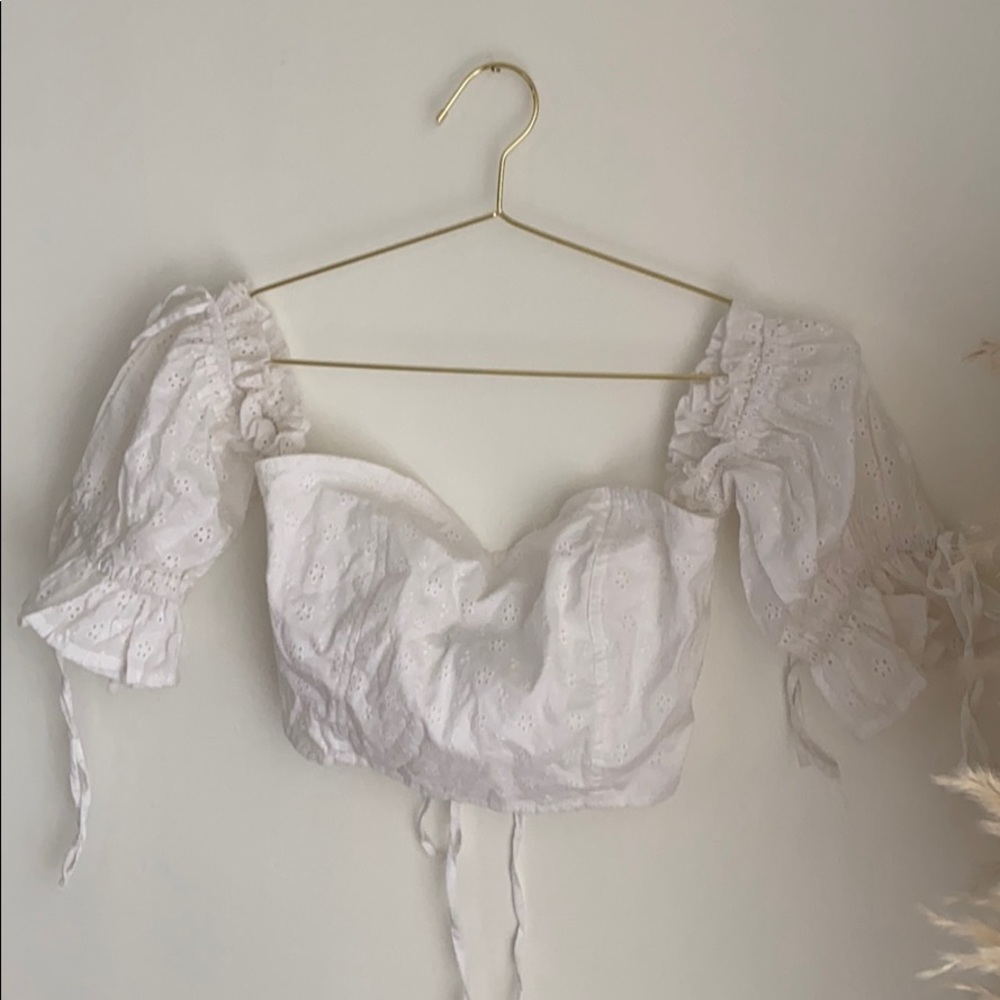 Collusion Eyelet Lace Up Back Crop Top